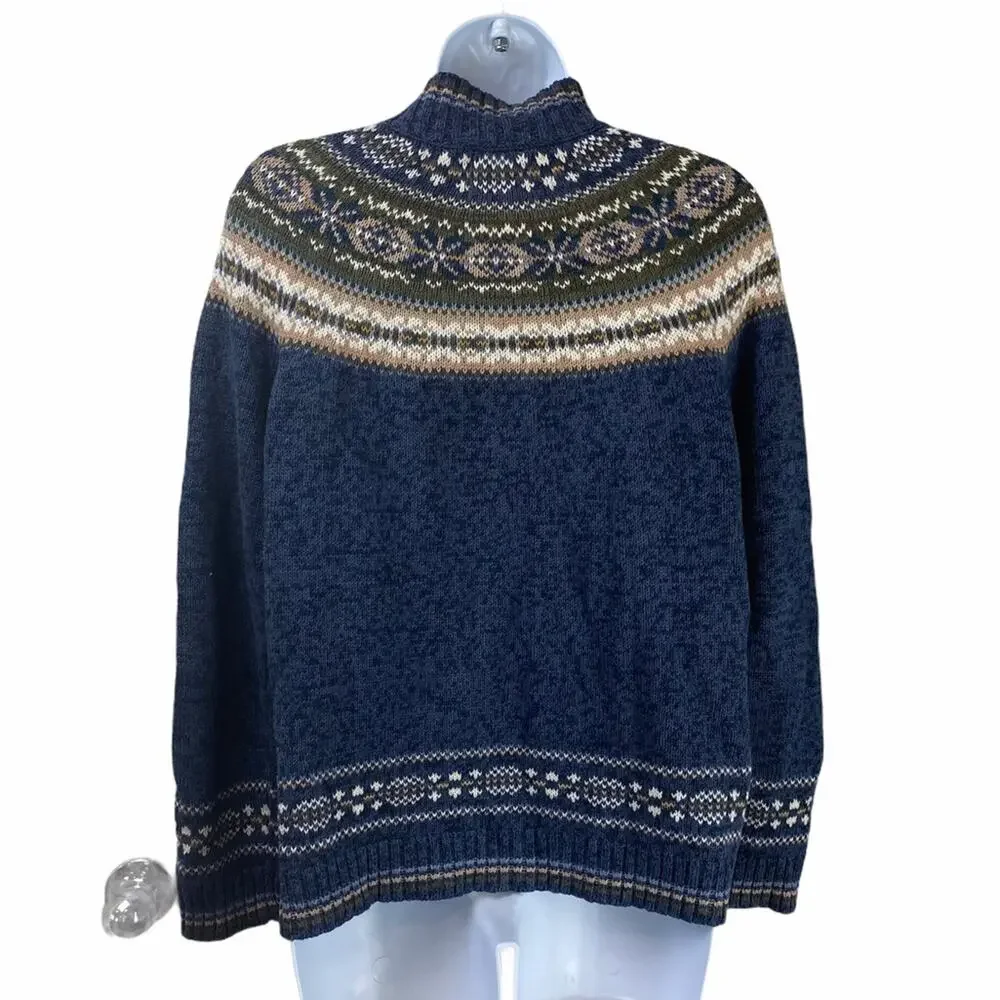 Vintage 80's Fair Isle Cardigan Full Zip Size Small